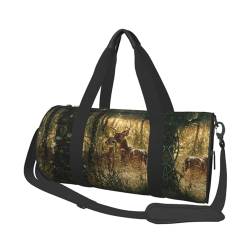 Reisetasche mit Wildtier-Motiv, mit Tasche und verstellbarem Riemen, große Sporttasche, modische Yoga-Tasche für Damen und Herren, Schwarz , Einheitsgröße von ZaKhs