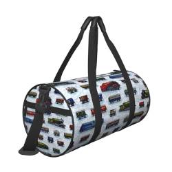 Reisetasche mit Zugautos-Druck, mit Tasche und verstellbarem Riemen, großer Turnbeutel, modische Yoga-Tasche für Damen und Herren, Schwarz , Einheitsgröße von ZaKhs