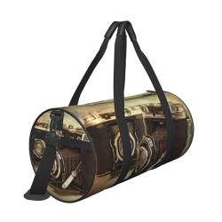Reisetasche mit altem Kamera-Druck, mit Tasche und verstellbarem Riemen, große Sporttasche, modische Yoga-Tasche für Damen und Herren, Schwarz , Einheitsgröße von ZaKhs