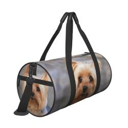 Reisetasche mit hübschem Hundeaufdruck, mit Tasche und verstellbarem Riemen, große Sporttasche, modische Yoga-Tasche für Damen und Herren, Schwarz , Einheitsgröße von ZaKhs