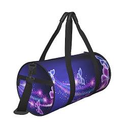 Reisetasche mit hübschem Schmetterlings-Aufdruck, mit Tasche und verstellbarem Riemen, große Sporttasche, modische Yoga-Tasche für Damen und Herren, Schwarz , Einheitsgröße von ZaKhs