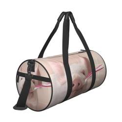 Reisetasche mit pinkem Schweinchen-Aufdruck, mit Tasche und verstellbarem Riemen, große Sporttasche, modische Yoga-Tasche für Damen und Herren, Schwarz , Einheitsgröße von ZaKhs