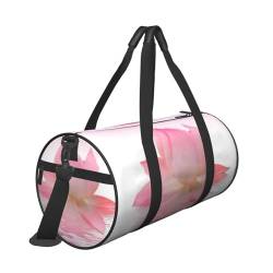 Reisetasche mit rosa Blumen und Blütenblättern, mit Tasche und verstellbarem Riemen, große Sporttasche, modische Yoga-Tasche für Damen und Herren, Schwarz , Einheitsgröße von ZaKhs