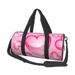 Reisetasche mit rosa Herzen, mit Tasche und verstellbarem Riemen, große Sporttasche, modische Yoga-Tasche für Damen und Herren, Schwarz , Einheitsgröße von ZaKhs