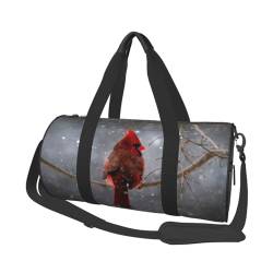 Reisetasche mit rotem Vogeldruck, mit Tasche und verstellbarem Riemen, große Sporttasche, modische Yoga-Tasche für Damen und Herren, Schwarz , Einheitsgröße von ZaKhs