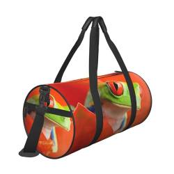 Reisetasche mit roten Augen, Motiv: Baumfrösche, mit Tasche und verstellbarem Riemen, große Sporttasche, modische Yoga-Tasche für Damen und Herren, Schwarz , Einheitsgröße von ZaKhs