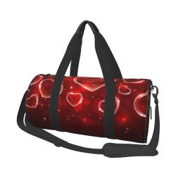 Reisetasche mit roter Herz-Aufschrift, mit Tasche und verstellbarem Riemen, große Sporttasche, modische Yoga-Tasche für Damen und Herren, Schwarz , Einheitsgröße von ZaKhs