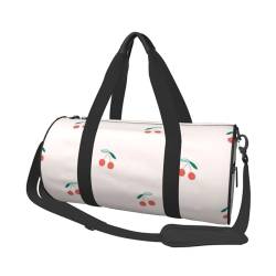 Reisetasche mit süßem Kirsch-Druck, mit Tasche und verstellbarem Riemen, große Sporttasche, modische Yoga-Tasche für Damen und Herren, Schwarz , Einheitsgröße von ZaKhs