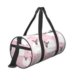 Reisetasche mit weißem Schaf auf rosa Hintergrund, mit Tasche und verstellbarem Riemen, große Sporttasche, modische Yoga-Tasche für Damen und Herren, Schwarz , Einheitsgröße von ZaKhs