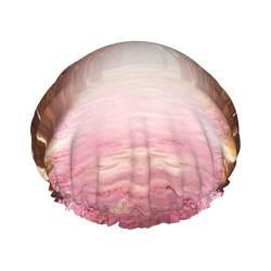 Romantischer Tunnel von rosa Blumen Bäume Druck Duschhaube Doppelschicht Wasserdichte Badekappe Elastische Wiederverwendbare Duschhut Für Frauen Damen Spa Salon von ZaKhs