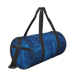 The Blue Binary Print Reisetasche mit Tasche und verstellbarem Riemen, große Sporttasche, modische Yoga-Tasche für Damen und Herren, Schwarz , Einheitsgröße von ZaKhs