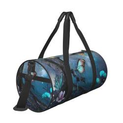 Twin Kids Mädchen Fantasy Märchen Thema Druck Reisetasche Reisetasche mit Tasche und verstellbarem Riemen Große Turnbeutel Mode Yoga Tasche für Damen Herren, Schwarz , Einheitsgröße von ZaKhs