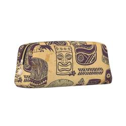 ZaKhs Federmäppchen im Vintage-Stil mit Aloha-Tiki-Muster, große Kapazität, Schreibwarenbox, tragbares Federmäppchen für Männer und Frauen, gold, Einheitsgröße, Taschen-Organizer von ZaKhs