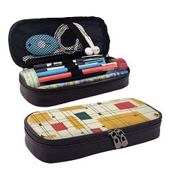 ZaKhs Mid Century Modernprint Federmäppchen für Jungen Mädchen Große Kapazität Multifunktionale Make-up-Tasche Organizer Tasche für Büro Reisen, Schwarz , Einheitsgröße, Make-up-Tasche von ZaKhs