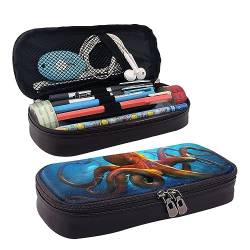 ZaKhs Ocean Animal Octopusprint Federmäppchen für Jungen und Mädchen, große Kapazität, multifunktionale Make-up-Tasche, Organizer-Tasche für Büro und Reisen, Schwarz , Einheitsgröße, Make-up-Tasche von ZaKhs