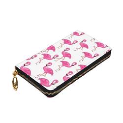 ZaKhs Rosa Flamingo Print Damen Geldbörse Leder Reißverschluss Münzbörse Groß Kartenetui Brieftasche für Urlaub Geschenk, Schwarz , Einheitsgröße von ZaKhs