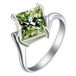 Lustiger Verlobungsring, Ring für Frauen, Hochzeit, eleganter quadratischer Zirkonia in Grün von ZaLix