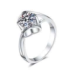 Moissanit-Verlobungsring 925 Sterling, Ring für Frauen zur Hochzeit, hohles Herz von ZaLix
