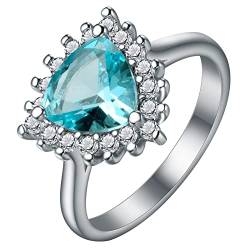 Verlobungsringe für Frauen, einzigartige Ringe für Damen, Knöchelringe mit blauem dreieckigem Zirkonia in Blau von ZaLix