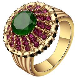 ZaLix Verlobungsringe, ein Ring für Frauen mit rundem grünen kubischen Grün-Lila von ZaLix