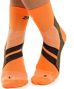 ZaTech Plantarfasziitis Socke, Kompression Socken. Ferse, Knöchel und Fußgewölbe Unterstützung (Orange/Schwarz, L, 41-43) von ZaTech