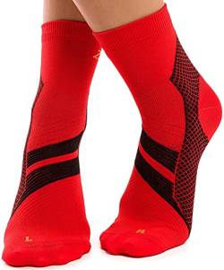 ZaTech Plantarfasziitis Socken, Kompression Socken, unterstützt Ferse, Knöchel und Fußgewölbe, für bessere Durchblutung, reduziert Fußschwellungen und Schmerzen (Rot/Schwarz, S, 35-39) von ZaTech