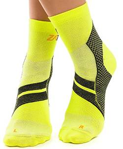 ZaTech Plantarfasziitis Socken, Kompression Socken. Ferse, Knöchel und Fußgewölbe Unterstützung, Sport Kompressionsstrümpfe (Gelb/Schwarz, XXL, 45-46) von ZaTech