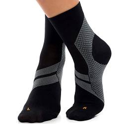 ZaTech Plantarfasziitis Socken, Kompressions Socken, unterstützt Ferse, Knöchel und Fußgewölbe, für bessere Durchblutung, reduziert Fußschwellungen und Schmerzen (Schwarz/Grau, S, 35-39) von ZaTech