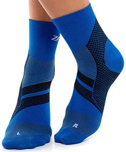 ZaTech Plantarfasziitis Socken, Kompressions Socken für Herren und Damen, unterstützt Ferse (Blau/Schwarz, L, 41-43) von ZaTech