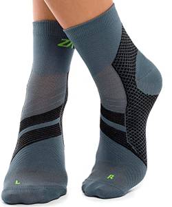 ZaTech Plantarfasziitis Socken, Kompressionssocken, unterstützt Ferse, Knöchel und Fußgewölbe, für bessere Durchblutung, reduziert Fußschwellungen und Schmerzen (Grau/Schwarz, L, 41-43) von ZaTech