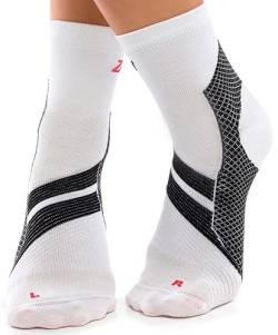 ZaTech Plantarfasziitis Socken, Kompressionssocken, unterstützt Ferse, Knöchel und Fußgewölbe.(Weiss/Schwarz, XXL, 45-46) von ZaTech