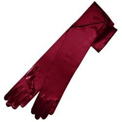 ZAZA BRIDAL 49,5 cm lange glänzende Satin-Handschuhe 12BL - Rot - Eine Größe passt meistens von ZaZa Bridal