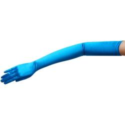 ZAZA BRIDAL Satin-Handschuhe, 59,7 cm lang, glänzend, elastisch, Opernlänge 16 BL - Blau - Eine Größe passt meistens von ZaZa Bridal