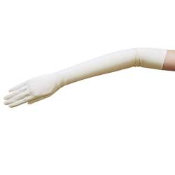 ZaZa Bridal 49,5 cm lange Stretch-Handschuhe aus mattem Satin, kein Glanz, elegante Optik - Elfenbein - Einheitsgröße von ZaZa Bridal
