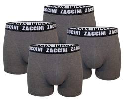 Zaccini Herren Boxershorts 4er Pack viele Farben und Muster Designer Unterhosen Unterwäsche (Grey Melange, 3XL) von Zaccini