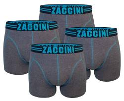 Zaccini Herren Boxershorts 4er Pack viele Farben und Muster Designer Unterhosen Unterwäsche (Grey Melange Aqua, xx_l) von Zaccini