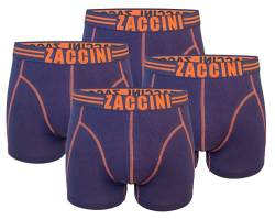 Zaccini Herren Boxershorts 4er Pack viele Farben und Muster Designer Unterhosen Unterwäsche (Navy Orange, xx_l) von Zaccini