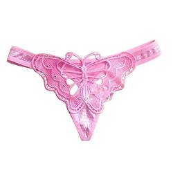 Zacoo Damen Unterhose Hohl Schmetterling Slips Tanga Panty UW77 Rosa Gr.One Size von Zacoo