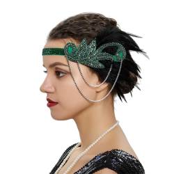 1920er Jahre Feder Haarband für Frauen Vintage Kopfschmuck Flapper Stirnband Kopfschmuck Haarschmuck En8 und Schwarz von Zadaos