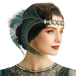 Damen-Stirnband im Vintage-Stil der 1920er-Jahre, Kopfschmuck, Federn, Perlen, Haar-Accessoires, EN8 von Zadaos