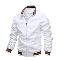 Mode Herren Windbreaker Jacken Freizeitjacke Männer Outdoor Sport Mantel Frühling Herbst Bomberjacke Männer Kleidung Weiß L von Zadaos
