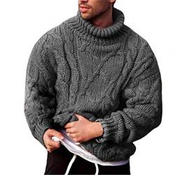 Mode Lässiger Pullover Herren Hals Pullover Herbst Winter Zopf Strickpullover Pullover Herren Kleidung Dunkelgrau XL von Zadaos