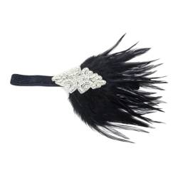 Ym210 Haarband für Damen, 20er-Jahre-Stil, Federn, 1920er-Jahre, Flapper-Kopfbedeckung, Party-Haarschmuck, Schwarz von Zadaos