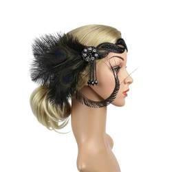 Zadaos 1920er Jahre Kopfschmuck Feder Flapper Stirnband Kopfschmuck Vintage Haarschmuck Party Kostüm Haarband Schwarz von Zadaos