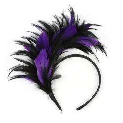 Zadaos Buntes Osterfest-Haar-Accessoire, Haarband, Party-Kopfschmuck, 1920er-Jahre, Flapper-Feder-Stirnband, lila und schwarz von Zadaos