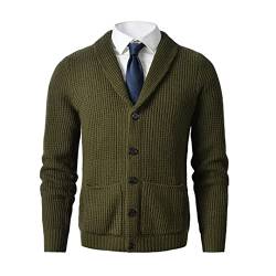 Zadaos Herren Strickjacke Sweater Slim Fit Strickpullover Knopfleiste Pullover mit Taschen Herbst Winter Kitting Sweatercoat, grün, Large von Zadaos