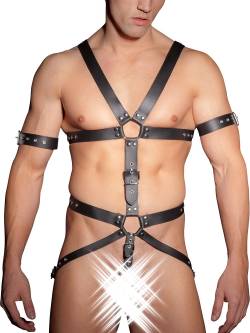 Leder-Jock-Riemenbody, schwarz (S/M) von Zado