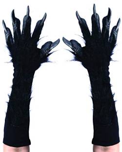 Zagone Studios Schaurige schwarze Werwolf Hände - Horror Handschuhe - Kostüm Zubehör Verkleidung für Karneval, Halloween & Motto-Party von Zagone Studios