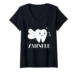 Damen Zahnfee | Karneval Fasching Party Verkleidung Kostüm Zahnfee T-Shirt mit V-Ausschnitt von Zahnfee Kollektion