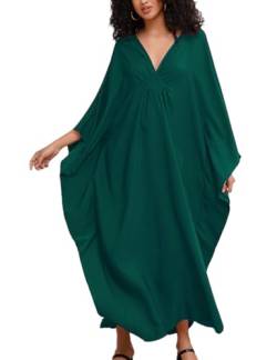 ZaisuiFun Strandkleid Damen Sommer Kaftan Maxikleid Stand Kleider Lang Sommerkleid Große Größen, Dunkelgrün von ZaisuiFun